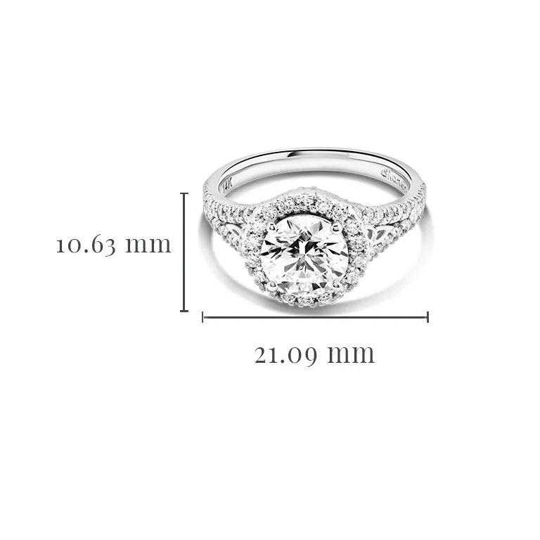 White Gold Diamond Halo Trinity Knot Engagement Ring Photo 5 