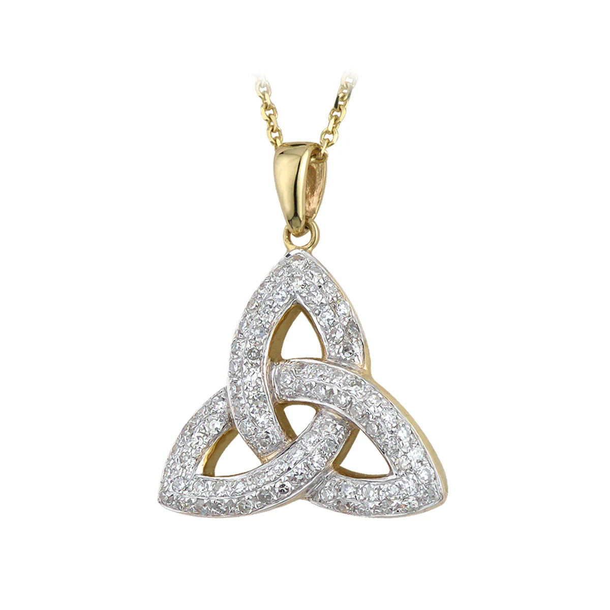 14k Gold Diamond Trinity Knot Necklace
