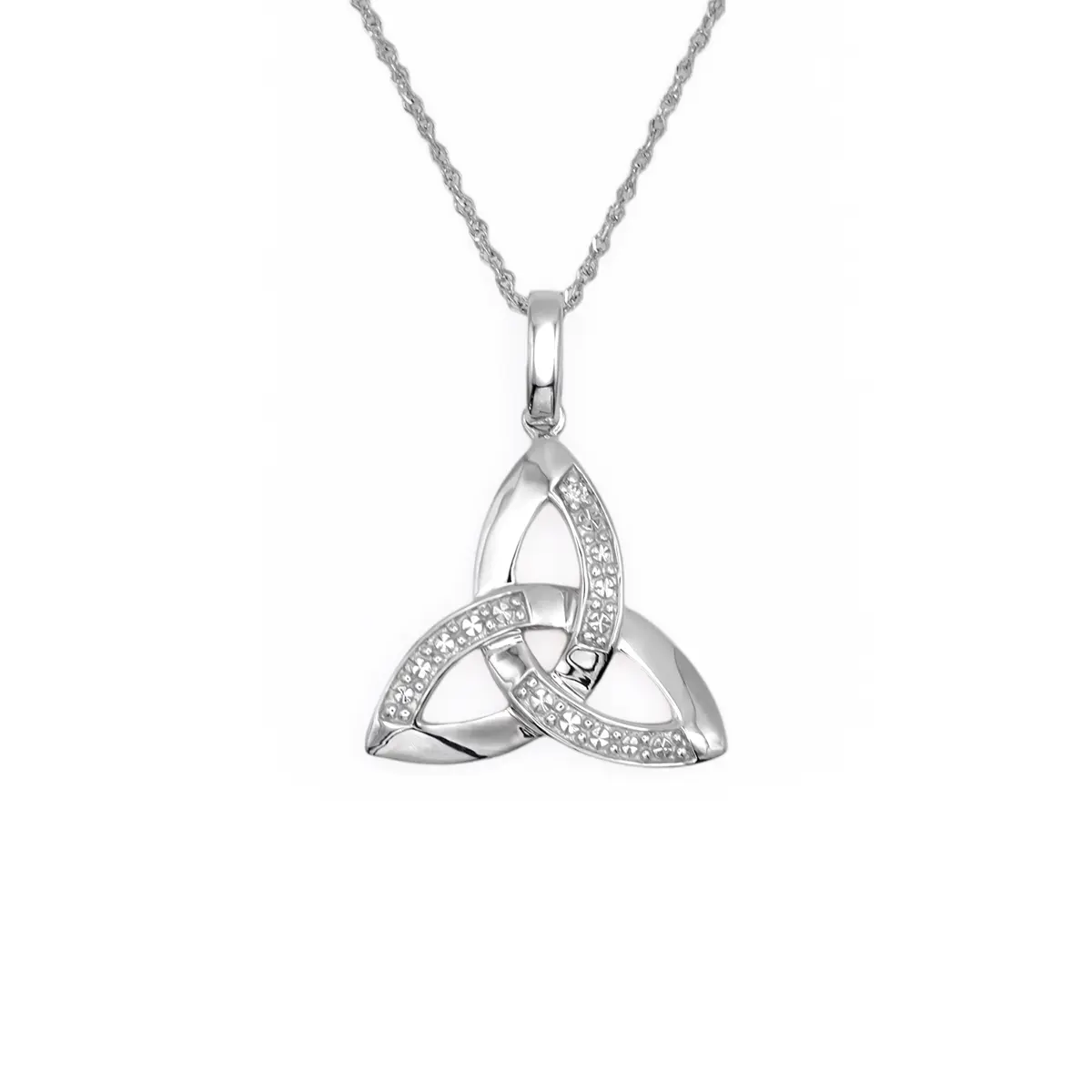 14k White Gold Diamond Celtic Trinity Knot Pendant Photo 3 