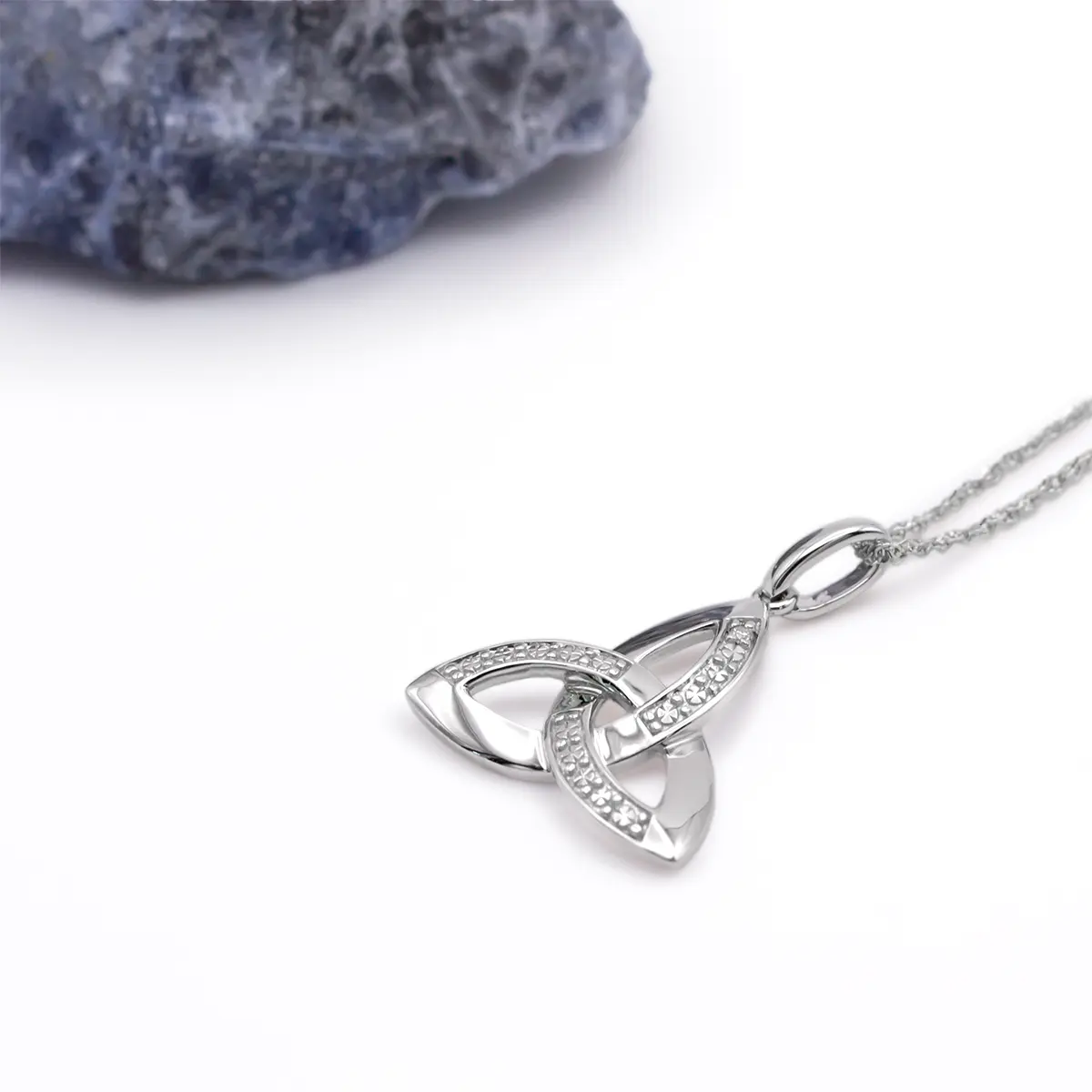 14k White Gold Diamond Celtic Trinity Knot Pendant Photo 6 