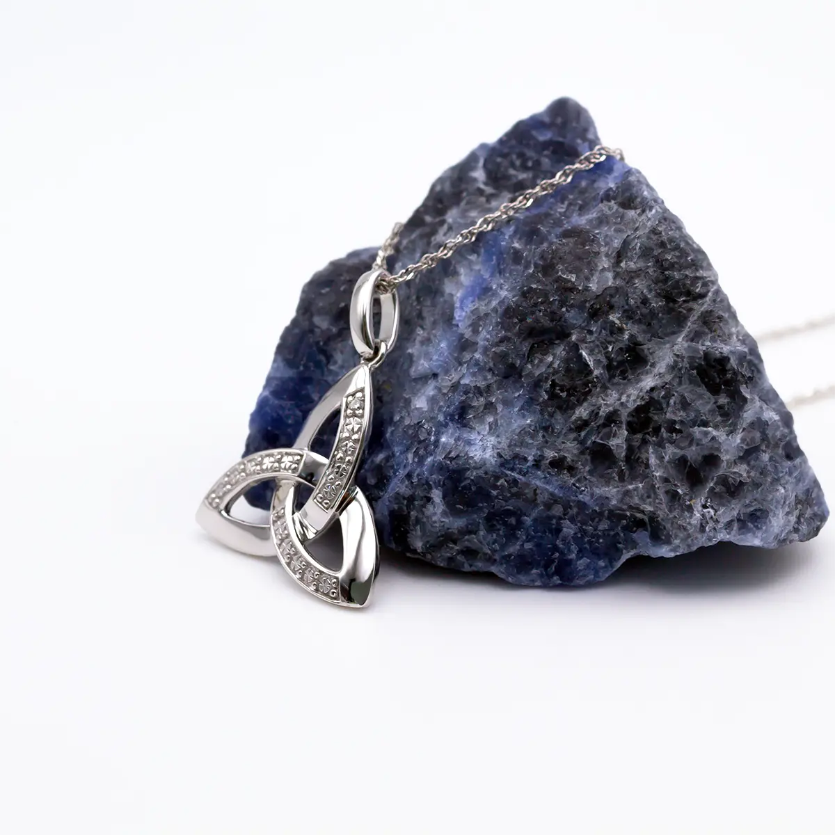 14k White Gold Diamond Celtic Trinity Knot Pendant Photo 2 