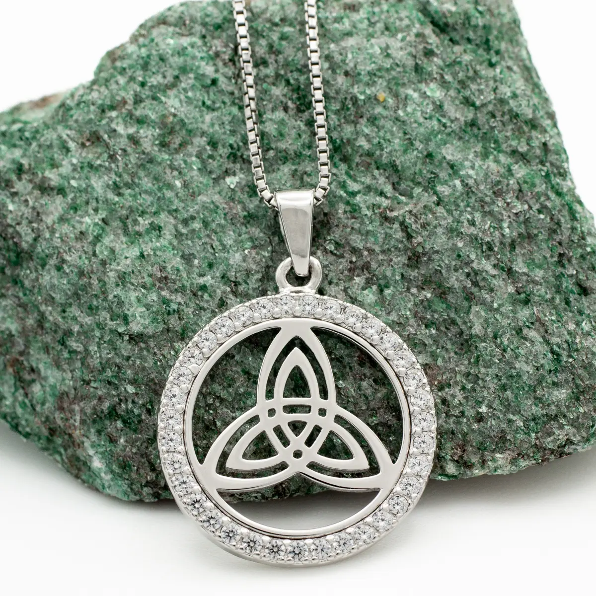 Sterling Silver Round Trinity Knot Pendant With Cubic Zirconia Photo 2 