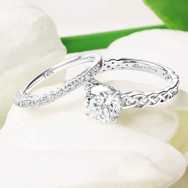 White Gold Diamond Celtic Knot Engagement Ring Photo 5 