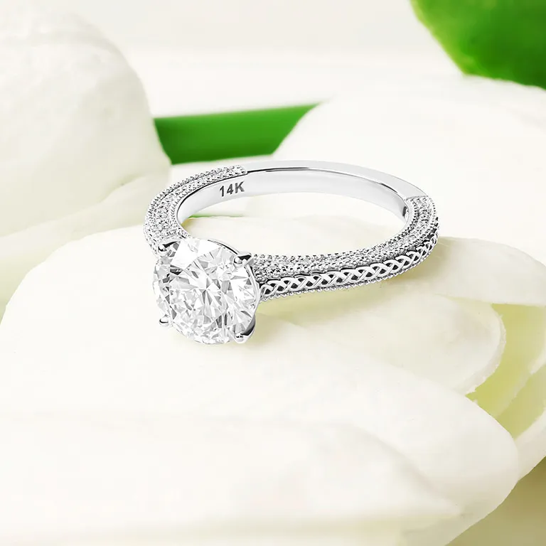 White Gold Diamond Celtic Engagement & Wedding Ring Set Photo 5 