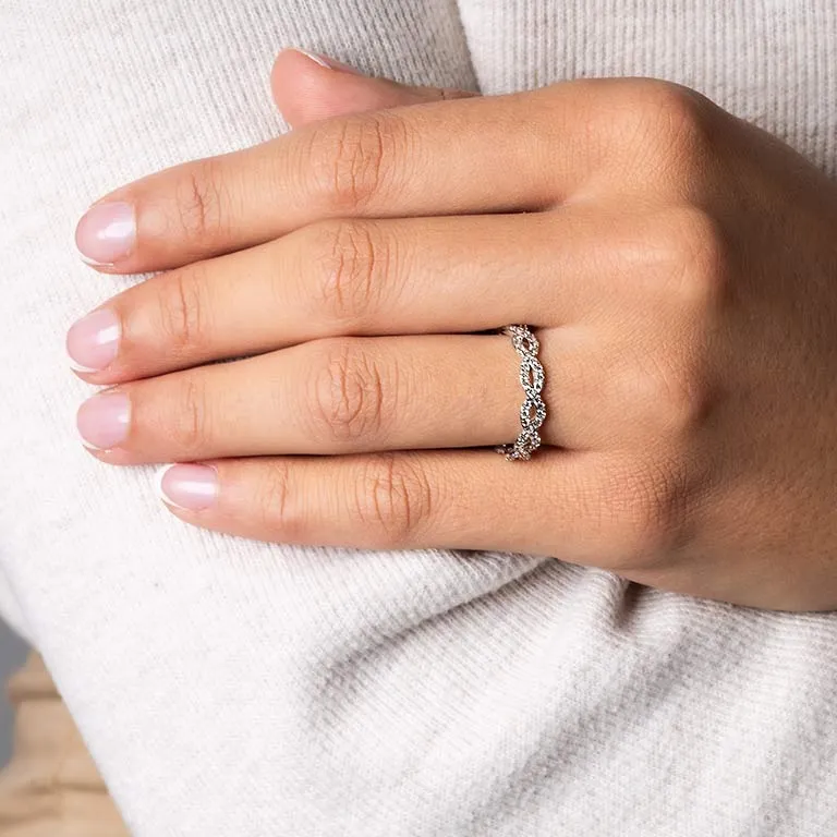 White Gold Diamond Celtic Infinity Knot Wedding Ring Photo 2 