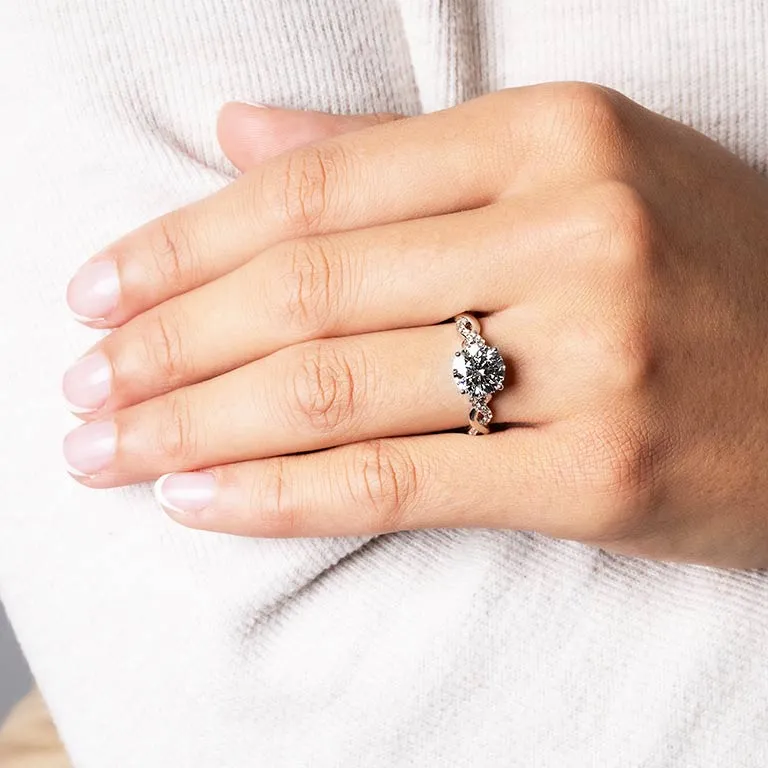 White Gold Diamond Infinity Knot Engagement & Wedding Ring Set Photo 4 