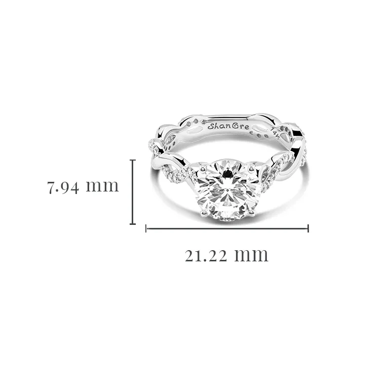 White Gold Diamond Infinity Knot Engagement & Wedding Ring Set Photo 6 