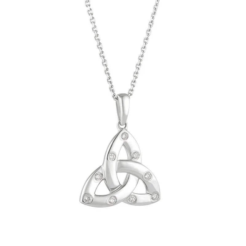 White Gold Flush Set Diamond Trinity Knot Necklace S46973