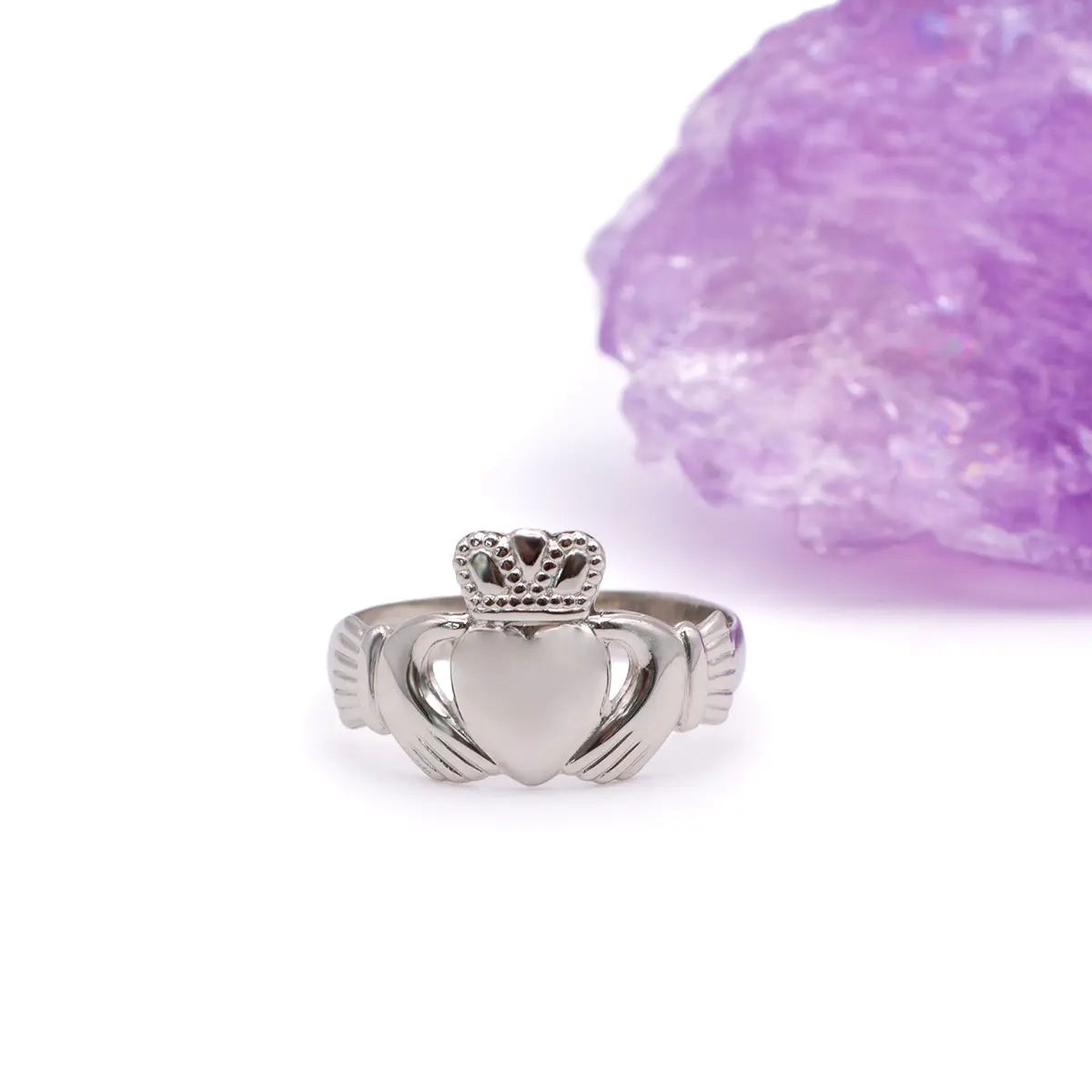 White Gold Ladies Claddagh Ring