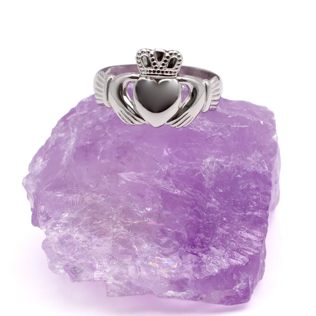 White Gold Ladies Claddagh Ring Photo 4 